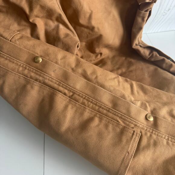 Carhartt Dungarees 42x32 Tan Overalls Quilted Duck Bib Double Knee Distressed - Picture 5 of 10